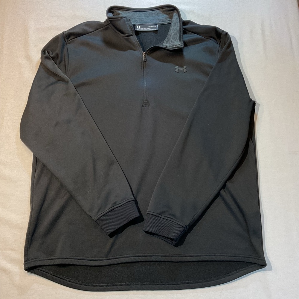 Under Armour 1/4 Zip Sweater Fleece Dark Gray Mens Pullover Black Size XL
